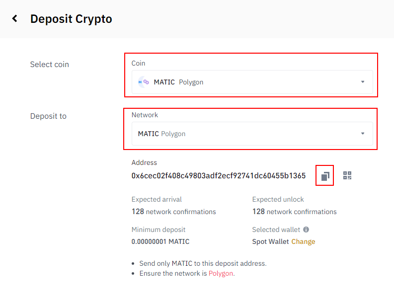 matic from binance to metamask